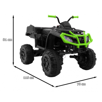 Quad XL ATV 2,4GHz na akumulator dla dzieci Czarno-Zielony + Pilot + Napęd 4x4 + Bagażnik + Wolny Start + EVA + Audio LED